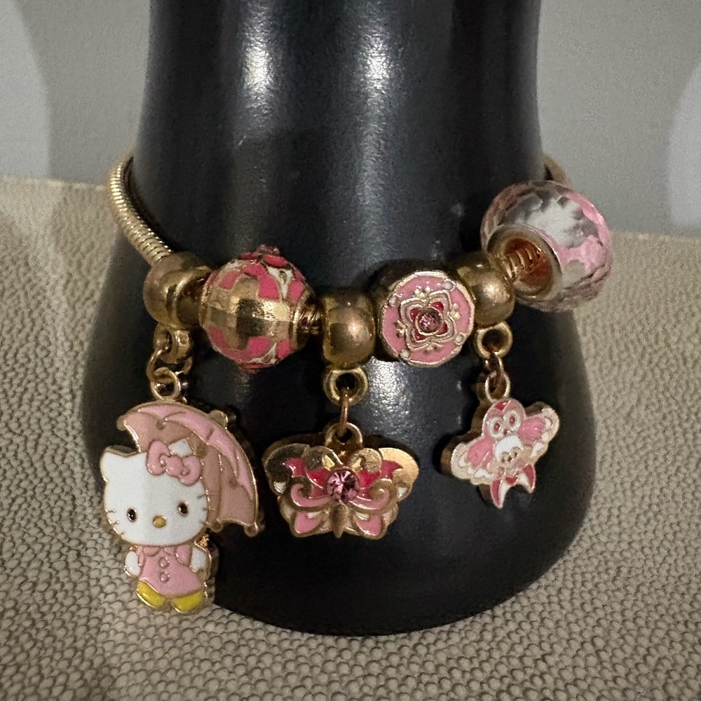 Gold and Pink Charm Bracelet - Picture 6 of 16